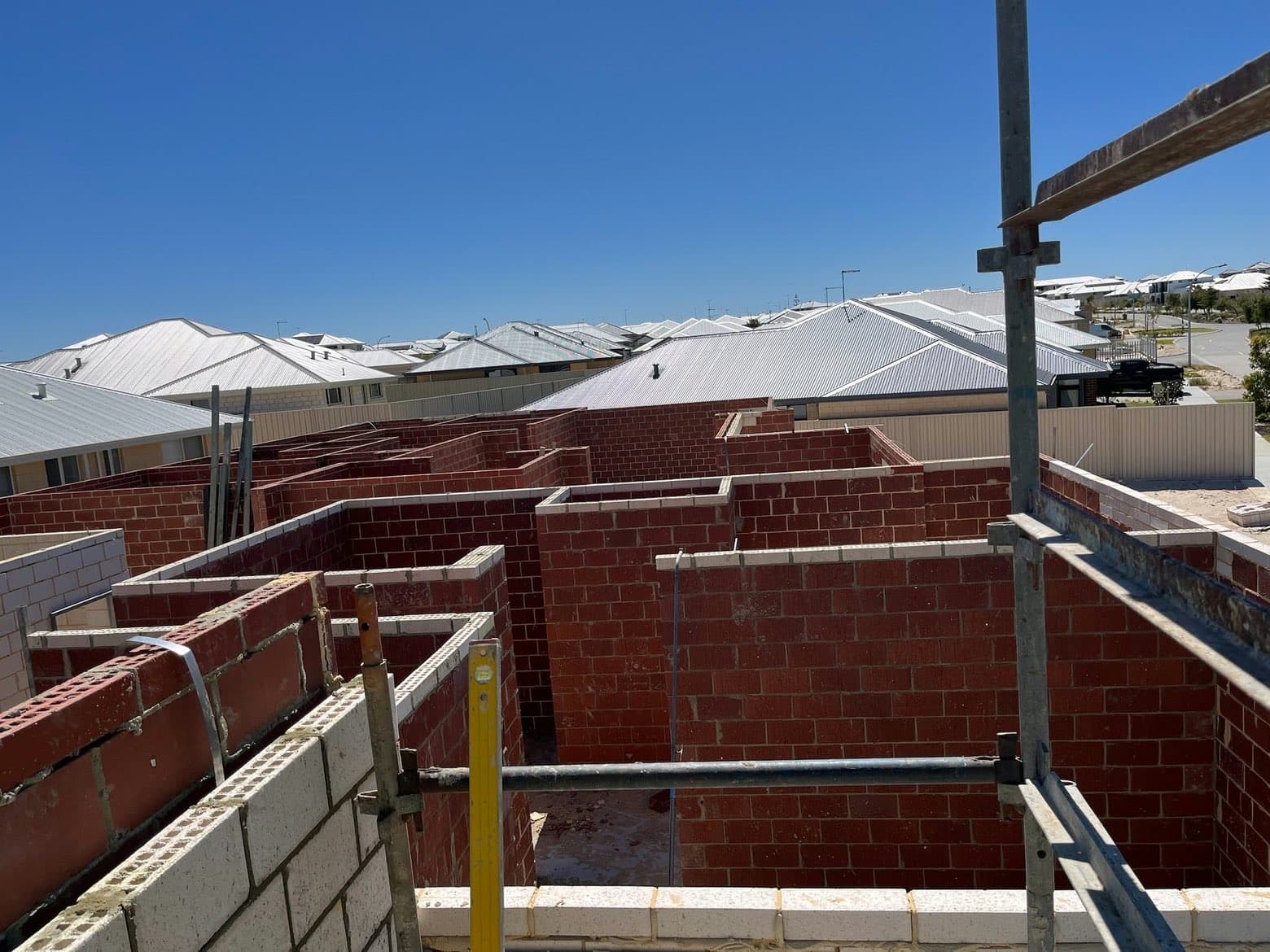 Red brick residential construction in progress — WM Bricklaying, Perth WA